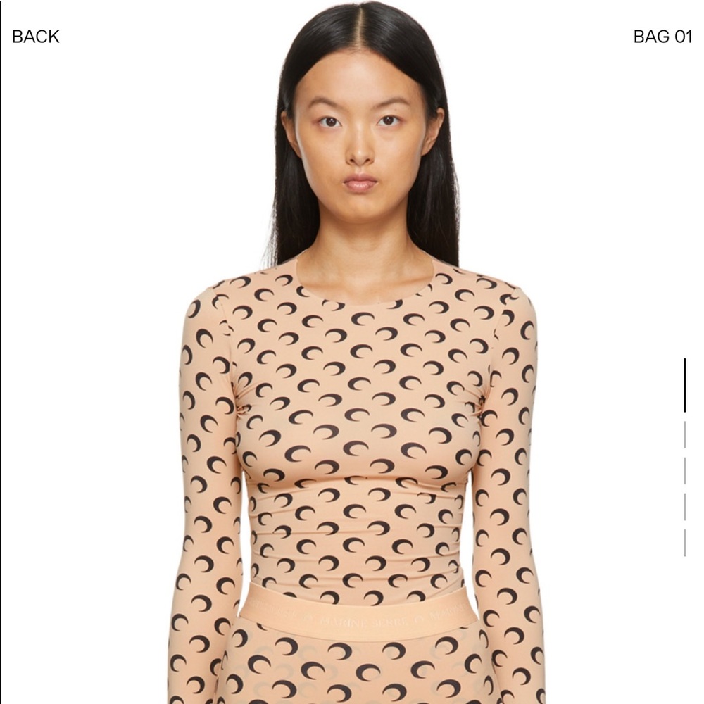 Marine Serre Beige & Black Moon Allover long Sleeve T-Shirt